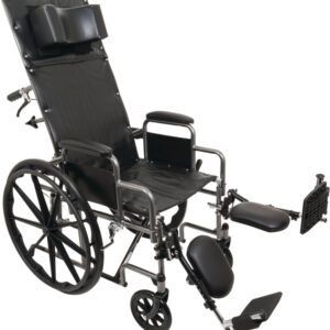 ProBasics Reclining Wheelchair, 18" x 17", Removable Desk Arms & Elevating Leg Rests